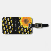 Zwarte bijen, gele zonnebloem bagagelabel (Voorkant horizontaal)