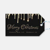 Zwarte bijenhoning met kerstmis-label gouddruppel cadeaulabel (Voorkant (Horizontaal))