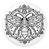 Zwarte bijenkast keramische knop (Voorkant)