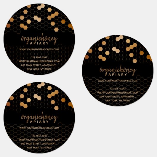 Zwarte bijenkorftextuur imkerpot labels (Groep)