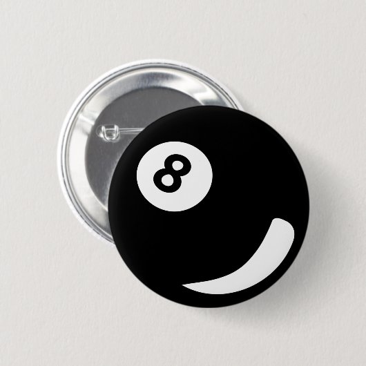 Zwarte biljarten ronde button 5,7 cm (Voorkant /achterkant)