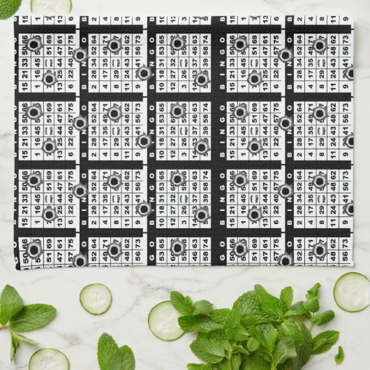 Zwarte Bingo Kaarten Theedoek (Gevouwen)