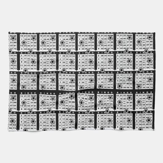 Zwarte Bingo Kaarten Theedoek (Horizontaal)