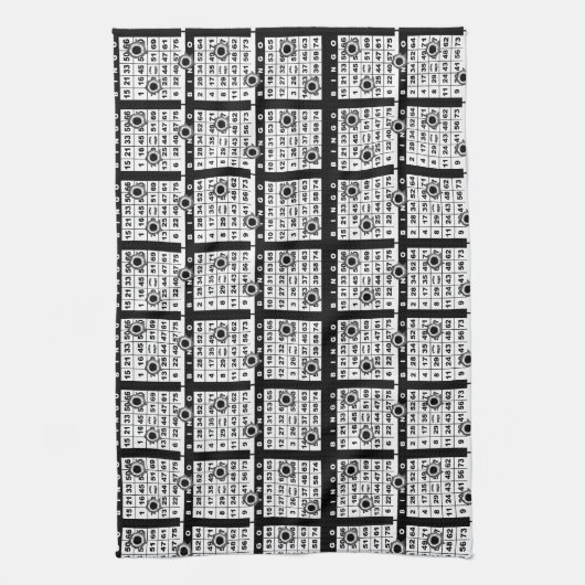 Zwarte Bingo Kaarten Theedoek (Verticaal)