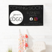 Zwarte Binnenkort verkrijgbaar zakelijke Logo Spandoek (Insitu)