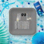 Zwarte Birthday-ballonnen en Sparklers Papieren Bordje (Feest)