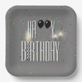 Zwarte Birthday-ballonnen en Sparklers Papieren Bordje (Voorkant)