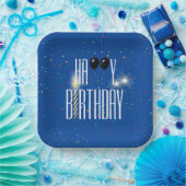 Zwarte Birthday-ballonnen en Sparklers Papieren Bordje (Feest)