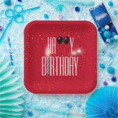 Zwarte Birthday-ballonnen en Sparklers Papieren Bordje (Feest)