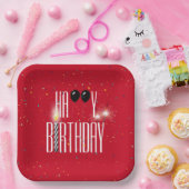 Zwarte Birthday-ballonnen en Sparklers Papieren Bordje (Feest)