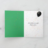 Zwarte Birthday-ballonnen met spaarders Kaart (Binnen)