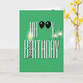 Zwarte Birthday-ballonnen met spaarders Kaart (Gele Bloem)