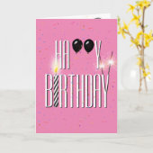 Zwarte Birthday-ballonnen met spaarders Kaart (Gele Bloem)