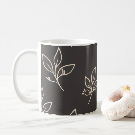 Zwarte Blad Beker | Moderne Koffiebeker Koffiemok (Met donut)