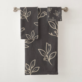 Zwarte Blad Handdoekenset | Moderne Badkamer Decor Bad Handdoek