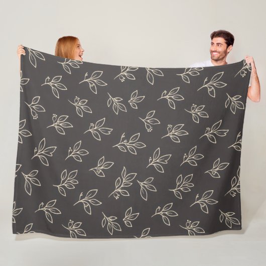 Zwarte Blad Worpdeken Fleece Deken (In situ)