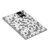 Zwarte Bladeren Bessen Patroon Monogram | Notitieboek (Rechterzijde)