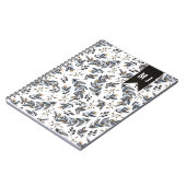 Zwarte Bladeren Bessen Patroon Monogram | Notitieboek (Linkerzijde)