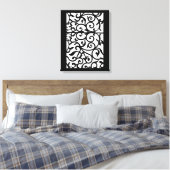 Zwarte bladeren canvas afdruk (Insitu (Slaapkamer))