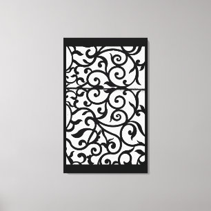 Zwarte bladeren canvas afdruk