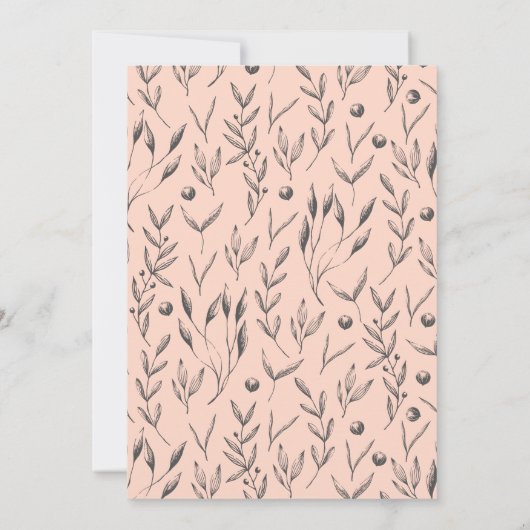 Zwarte  bladeren en bessen | BABY SHOWER Kaart (Achterkant)