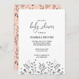 Zwarte  bladeren en bessen | BABY SHOWER Kaart