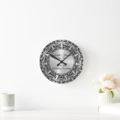 Zwarte bladeren Mandala 25e Jubileum Ronde Klok (Huis)