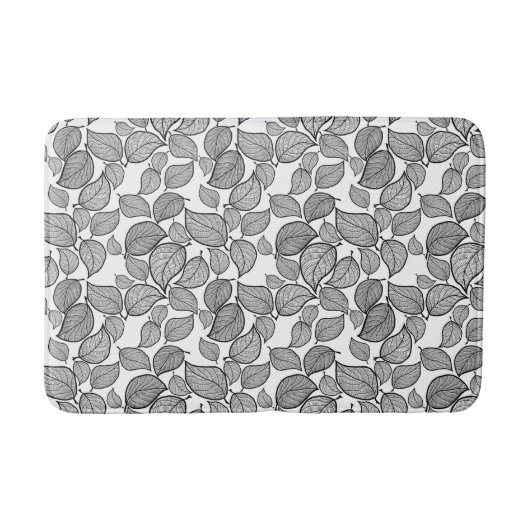 Zwarte bladeren op White Bath Mat (Voorkant)