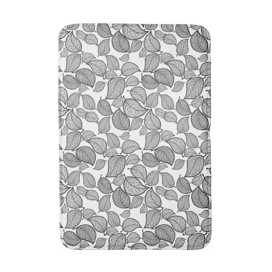 Zwarte bladeren op White Bath Mat (Voorkant Verticaal)