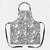 Zwarte bladeren op wit schort (Voorkant)