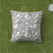 Zwarte bladeren op wit Sierkussen (Gras)