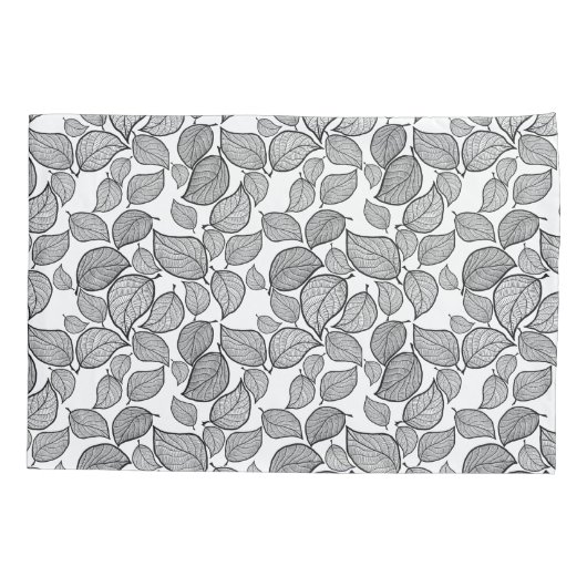 Zwarte bladeren op witte Kussensloop (Achterkant-Links)