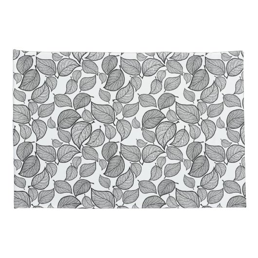Zwarte bladeren op witte Kussensloop (Achterkant-Rechts)