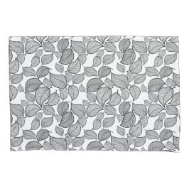 Zwarte bladeren op witte Kussensloop