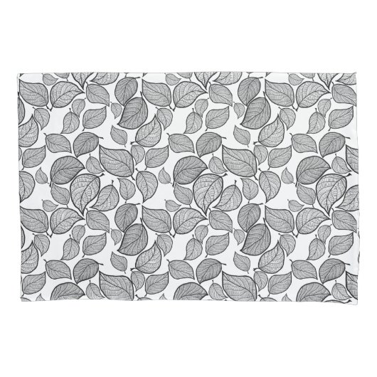 Zwarte bladeren op witte Kussensloop (Voorkant-Links)