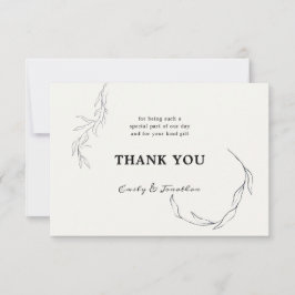 Zwarte bladeren van witte bruiloft dank u foto bedankkaart