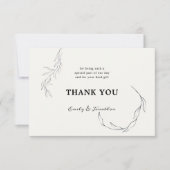 Zwarte bladeren van witte bruiloft dank u foto bedankkaart (Voorkant)