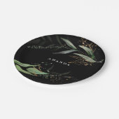 Zwarte Bladige Botanische Eucalyptus Moderne Tak Papieren Bordje (Gekanteld)