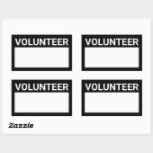 Zwarte blanco volunteer rechthoekige Sticker (Vel)