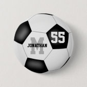zwarte blanke jongens voetbal gepersonaliseerd ronde button 5,7 cm (Voorkant)