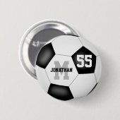 zwarte blanke jongens voetbal gepersonaliseerd ronde button 5,7 cm (Voorkant /achterkant)