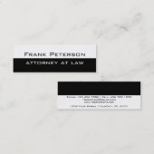 Zwarte blanke minimalistische moderne advocaat mini visitekaartje (Voorkant / Achterkant)