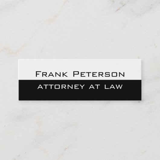 Zwarte blanke minimalistische moderne advocaat mini visitekaartje (Voorkant)
