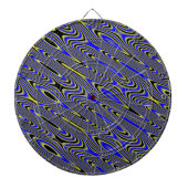 Zwarte Blauw en Geel Zwemig Patroontekaart Dartbord (Voorkant)