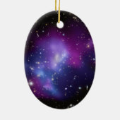 Zwarte Blauw en Paarse Galaxy Cluster Space Photo Keramisch Ornament (Achterkant)