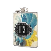 Zwarte Blauw Geel Hipster Patroon Heupfles (Links)