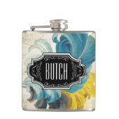 Zwarte Blauw Geel Hipster Patroon Heupfles (Voorkant)