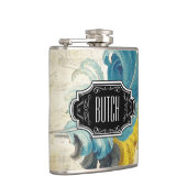 Zwarte Blauw Geel Hipster Patroon Heupfles (Rechts)