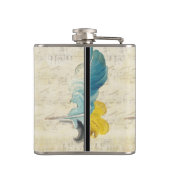 Zwarte Blauw Geel Hipster Patroon Heupfles (Achterkant)