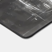 Zwarte blauwdruk van het ruimtestation bureaumat (Hoek)